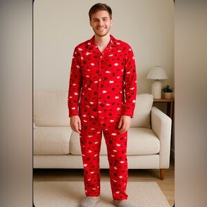 Tim Hortons Red Cotton Coffee and Donuts PJ Pajama 2 pc Set Men's L/XL